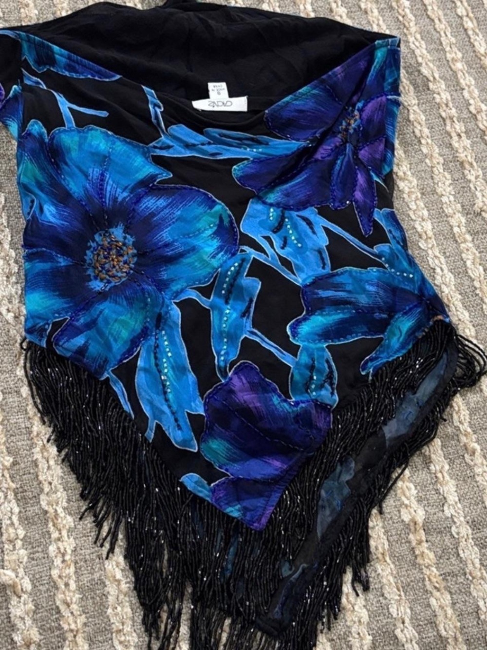 Cache Vintage Y2K Red Floral Burnout Cowl Neck Fringe Tank Top NWT Medium - Picture 4 of 13